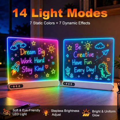 LED Light-Up Drawing Board – Rechargeable, with Timer & 7 Markers