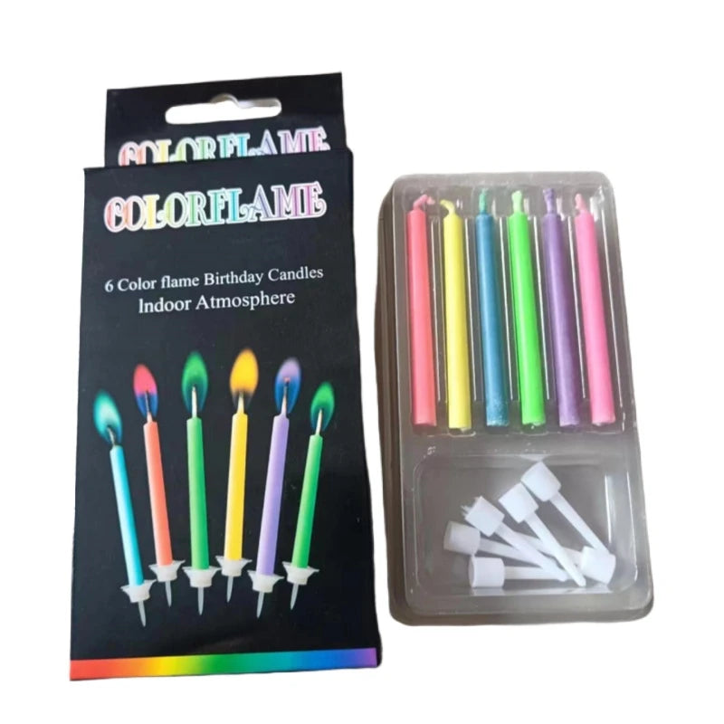 Colorful Flame Candles, Birthday Party Supplies, Wedding Candles, Safety Flames, Dessert Cake Candle Decorations, 6/12/18 Pieces
