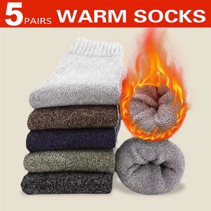 Men's Thick Winter Socks – Warm Terry-Lined Crew Socks, 3 or 5 Pairs