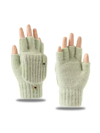 Guantes de punto sin dedos para niñas – Guantes suaves de invierno para escribir