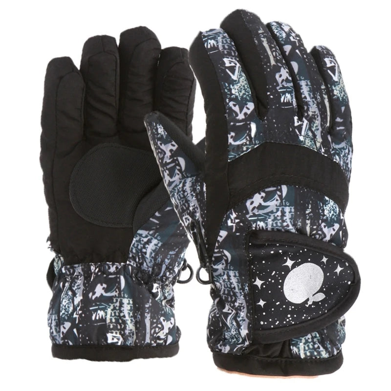 Kids' Adjustable Fleece-Lined Ski Gloves – Ages 3–7