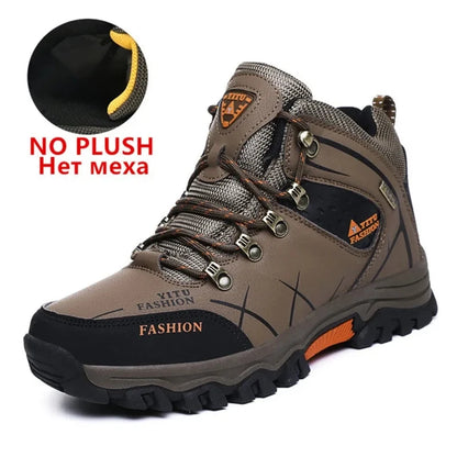 Botas de invierno y nieve impermeables de cuero dividido para hombre