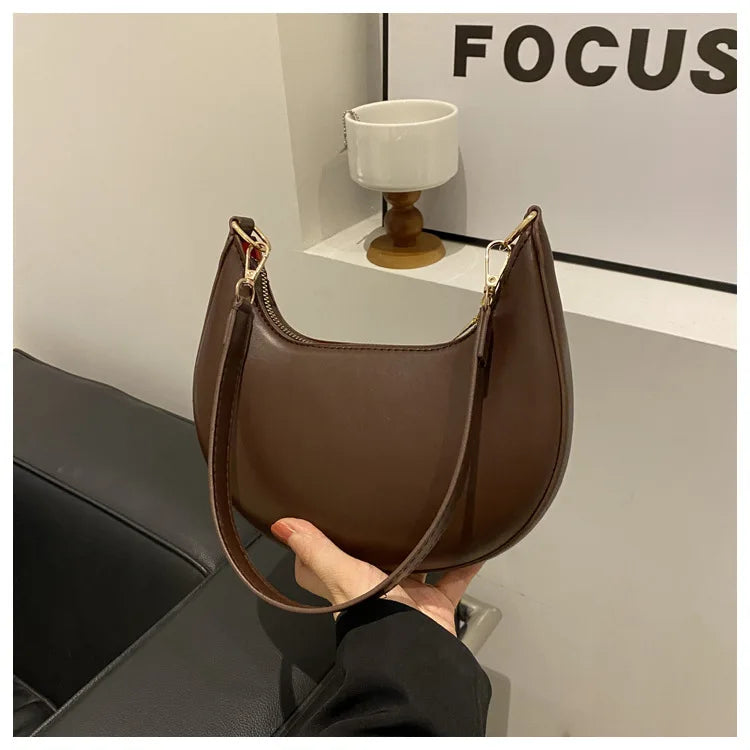 Women's Crescent Moon Shoulder Bag – Soft Vegan Leather Handbag