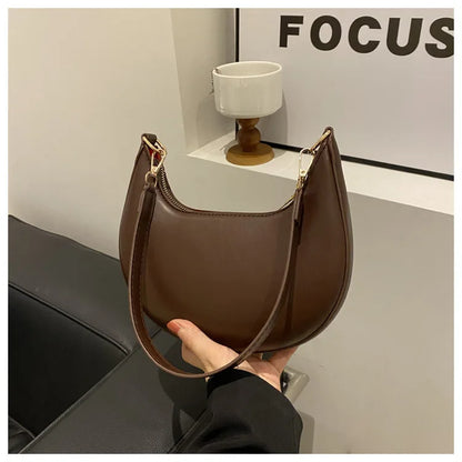 Women's Crescent Moon Shoulder Bag – Soft Vegan Leather Handbag