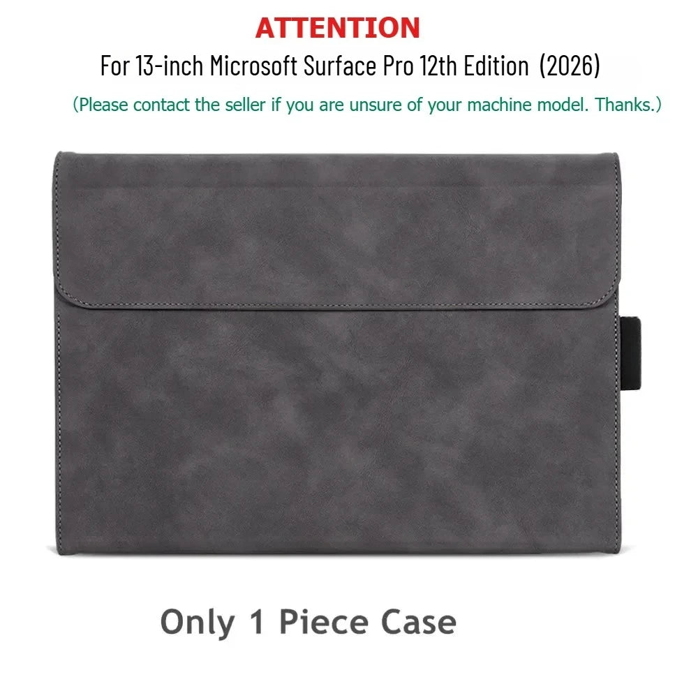 Folio Case for Microsoft Surface Pro 13-inch (12th Edition) 2026 Multi-Angle Stand PU Leather Protective Cover with Pen Holder
