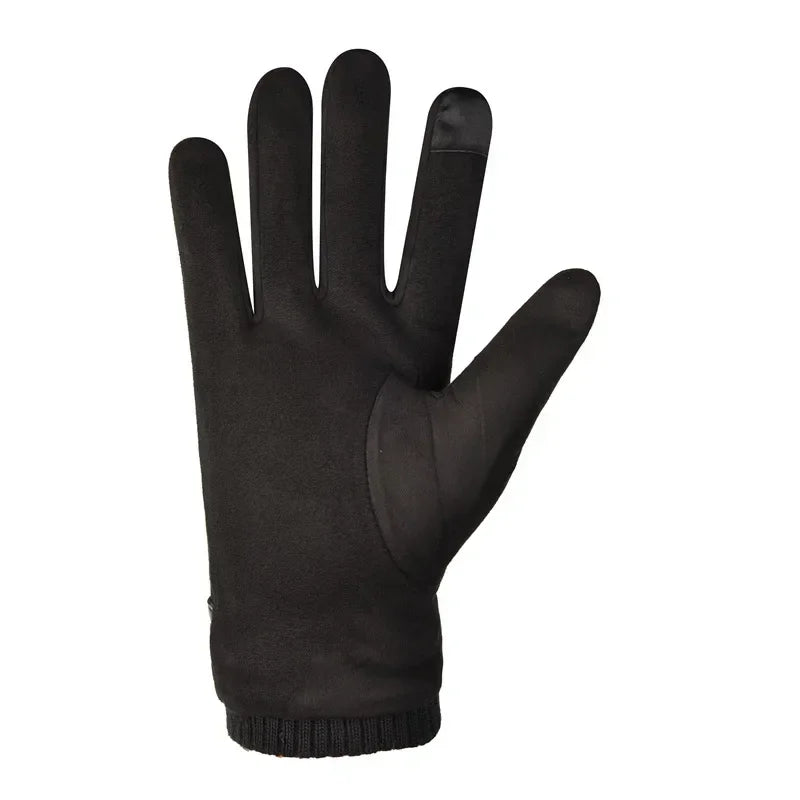 Men's Suede-Feel Buckle Touchscreen Winter Gloves