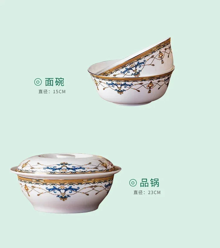 Floral Bone China Dinnerware Set, 56 or 60 Pieces