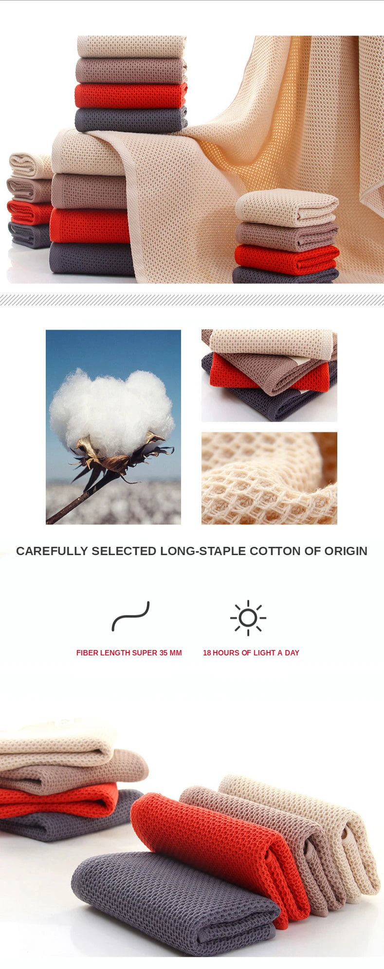 Waffle Cotton Towels – Hand & Bath Towel Bundles