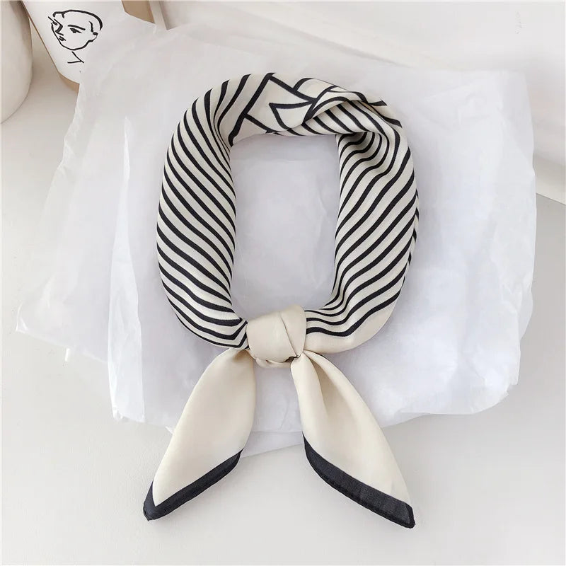 Striped Satin Square Scarf – 70 cm Neck Scarf & Headscarf