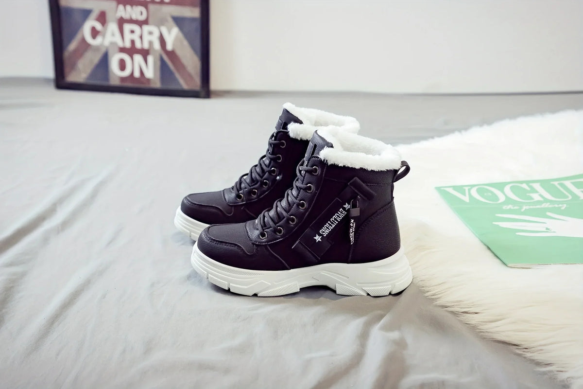 Winter Women Snow Boots Anti‑Slip Warm Fur Lined Martin Boots Casual Ankle Booties Fashion Outdoor Daily Wear Shoes