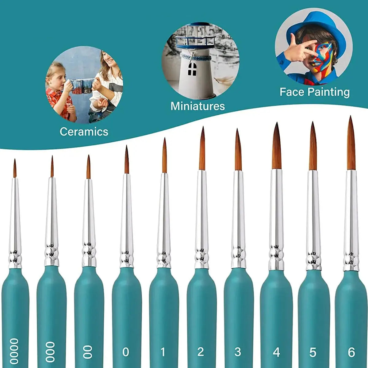 Miniature Detail Paint Brush Set – 10 or 11 Fine-Tip Brushes