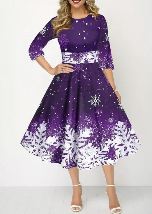 Women's Printed Half-Sleeve A-Line Mini Dress