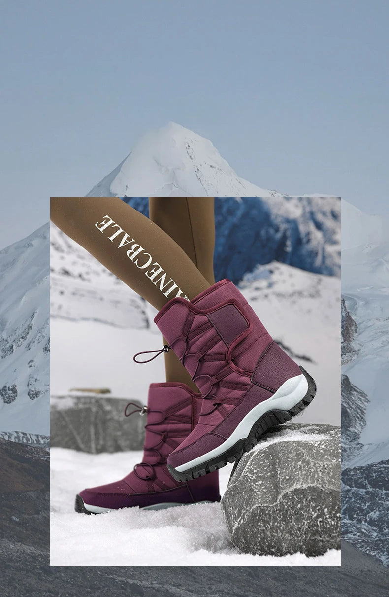 Brand Men's Winter Shoes Waterproof Men's Boots Warm Plush Couple Snow Boots Outdoor Non-slip Hiking Boots Men Work Ankle Boots