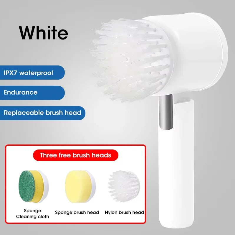 Electric Spin Scrubber – Cordless Rechargeable Cleaning Brush with Replaceable Heads