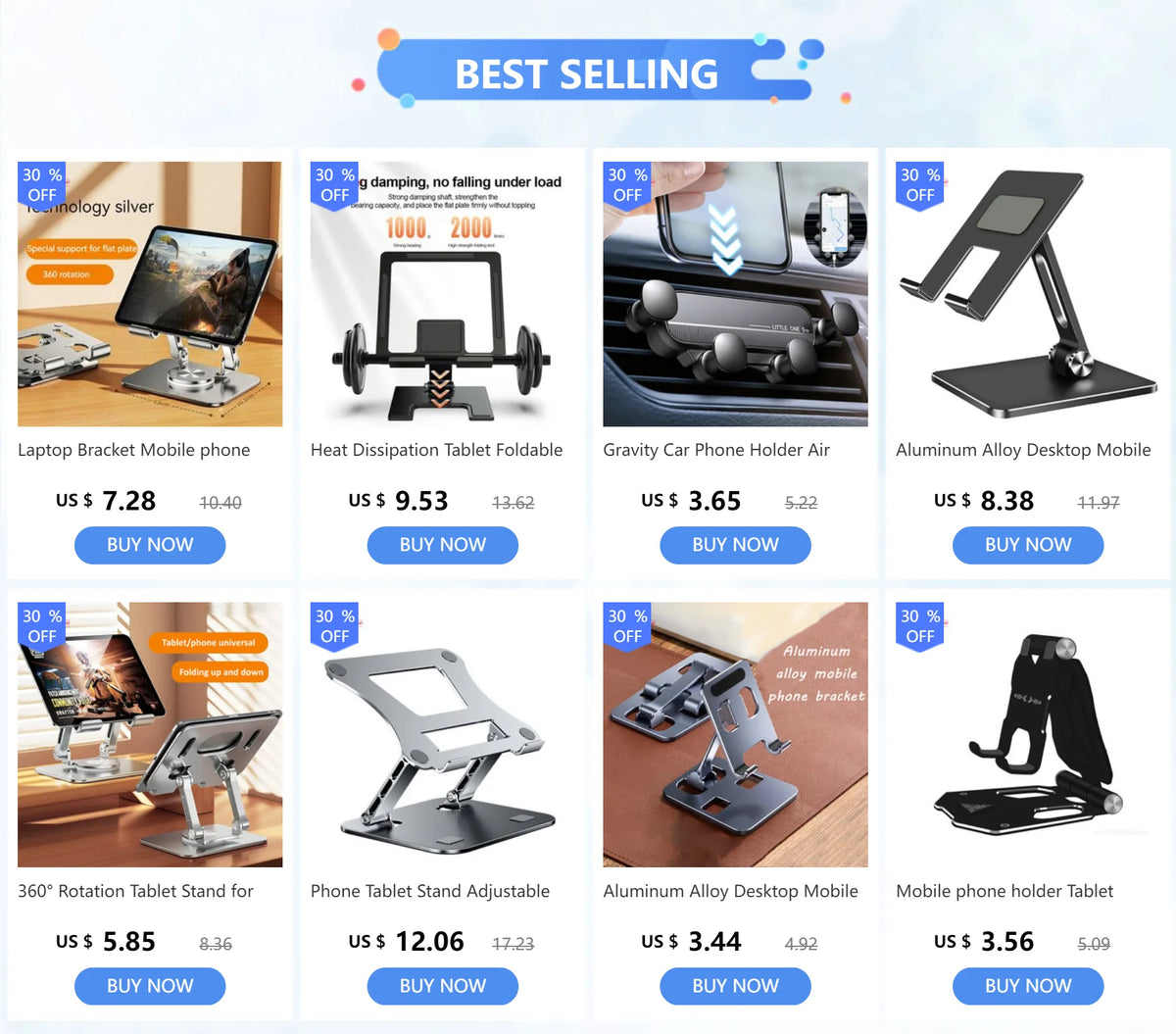 360° Rotation Tablet Stand – Adjustable Foldable Aluminum Holder for iPad Pro, Air, Mini & Phones