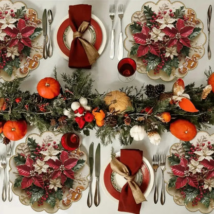 Christmas Round Placemats – Set of 4, Non-Slip & Heat Resistant