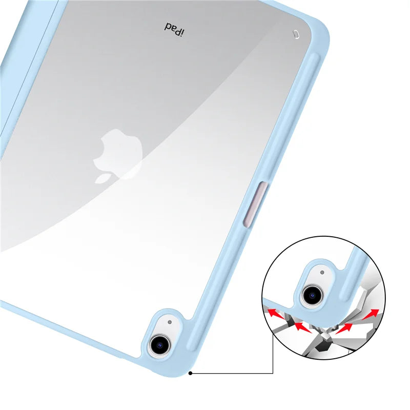 Light blue case with a detailed view of the back and side on a white background