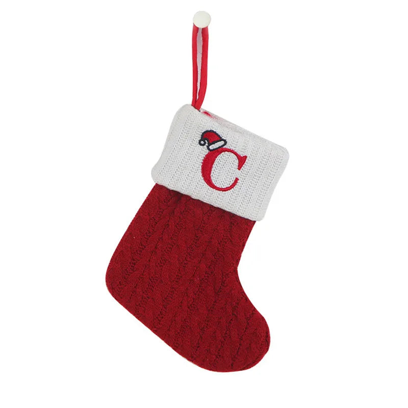 Knitted Initial Christmas Stocking – Letter A–Z Personalized