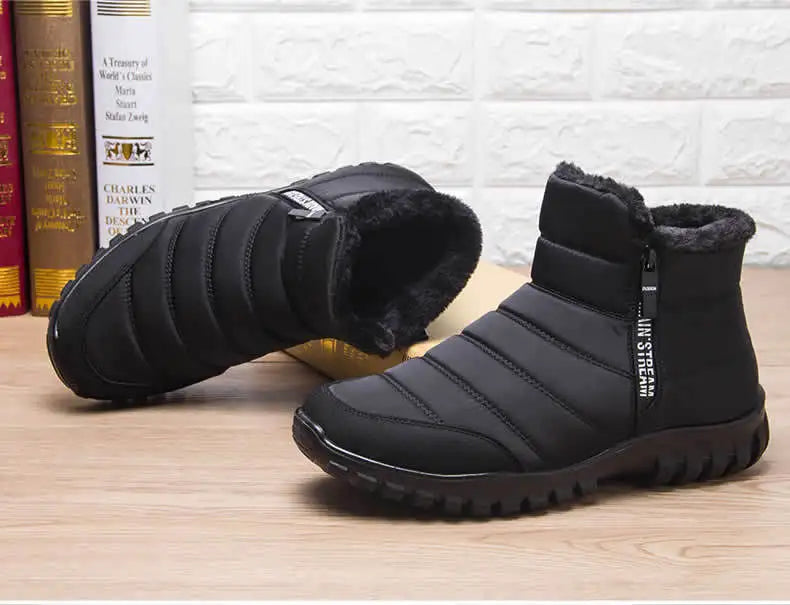 Winter Shoes Men's Sneakers Warm Cotton Zipper Snow Ankle Boots, Autumn Casual Shoes Waterproof Snow Boots Free Shipping Shoe