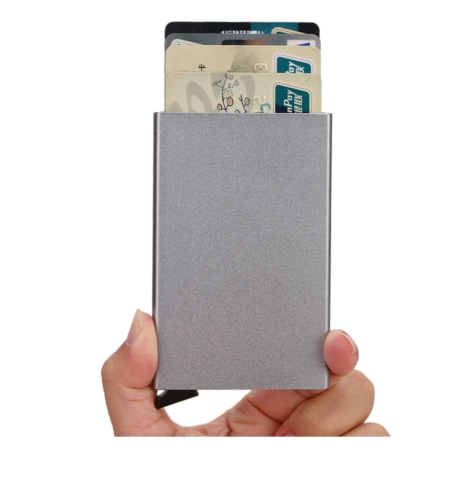Slim Metal RFID Card Holder – Pop-Up Minimalist Wallet for Men & Women