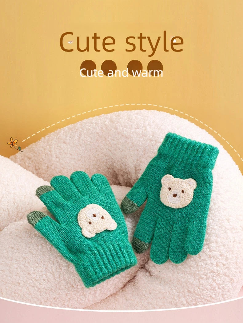 Toddler Bear Knit Gloves – Thick Warm Winter Gloves (Ages 2–6)