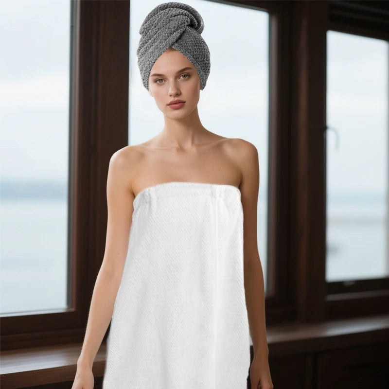 Bath Wrap & Hair Turban Set – Soft Microfibre Shower Wrap
