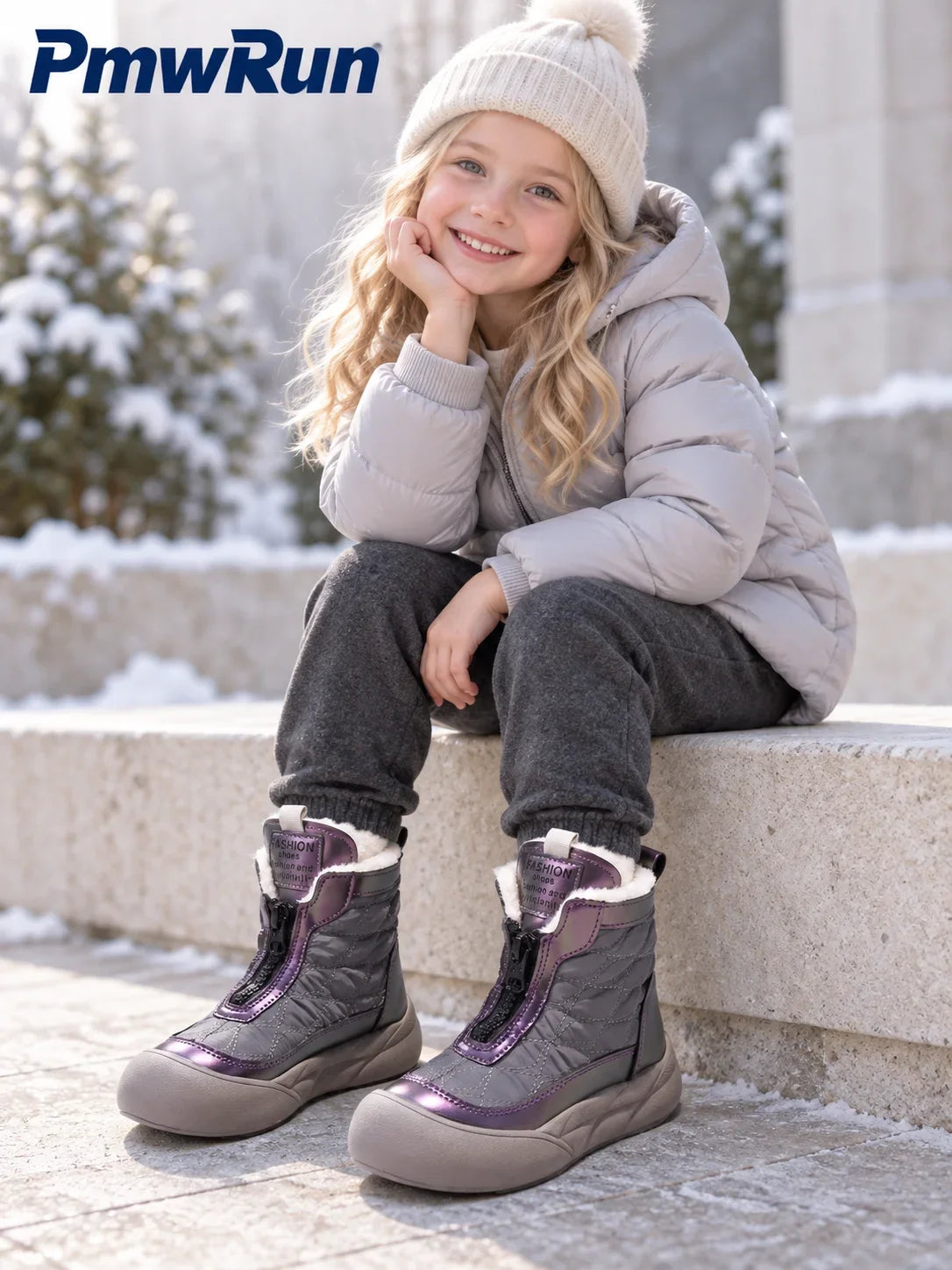 Kids' Plush-Lined Winter Snow Boots