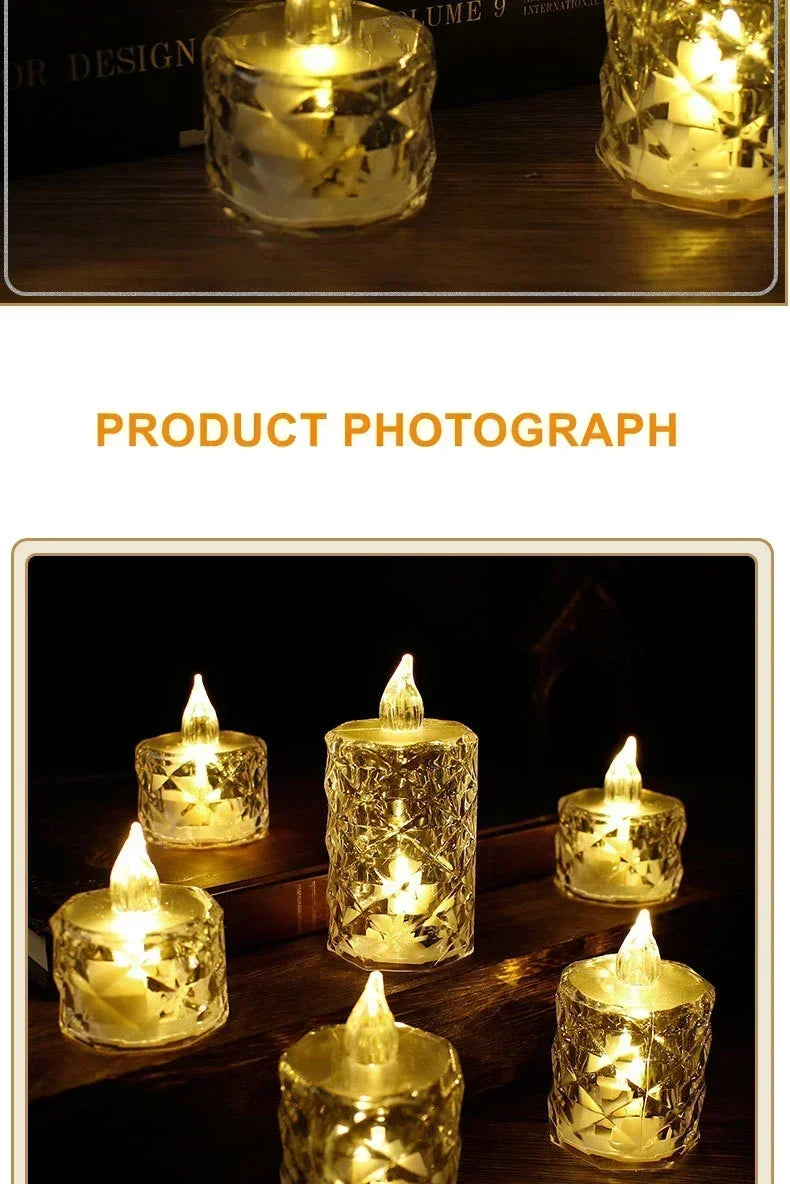 LED Crystal Flameless Candle Light LED Electronic Candle Light Night Lamp Dating Party Holiday Home Wedding Christmas Decoration