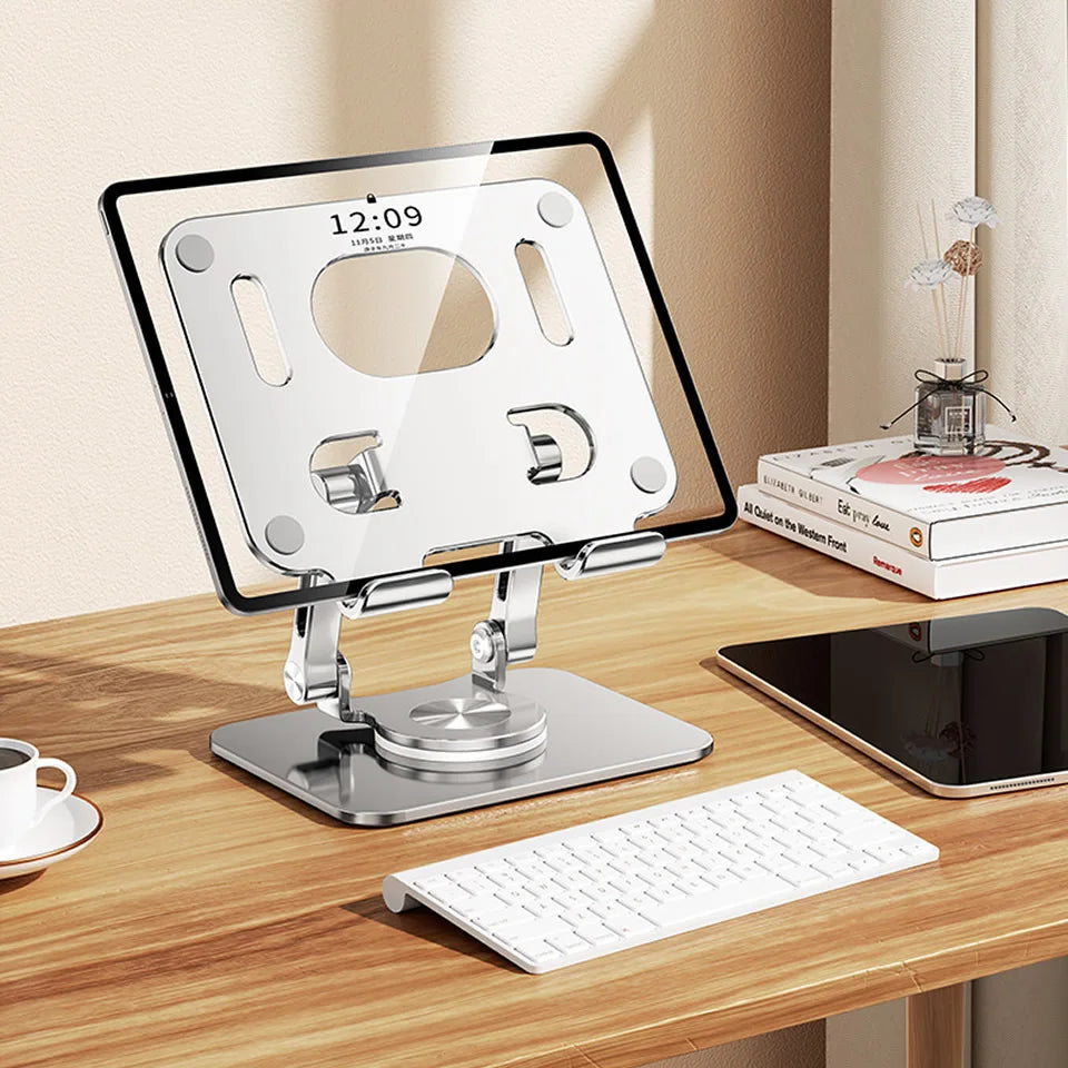 360° Rotation Tablet Stand – Adjustable Foldable Aluminum Holder for iPad Pro, Air, Mini & Phones