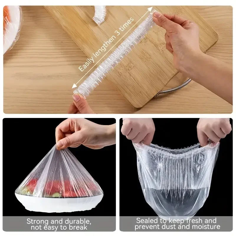Disposable Stretch Bowl Covers – 100 Pack for Leftovers & Meal Prep