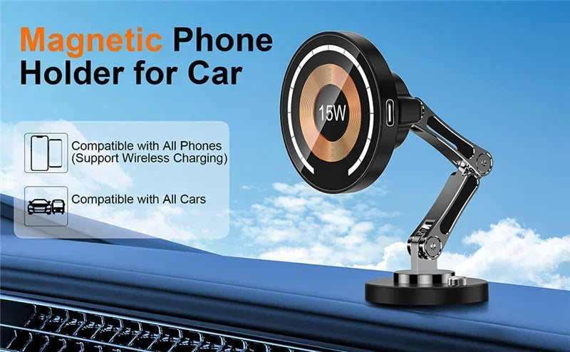 Magnetic Wireless Car Charger Stand & Phone Mount