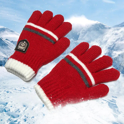 Guantes de punto de invierno para niños – Guantes gruesos de cinco dedos (5–10 años)