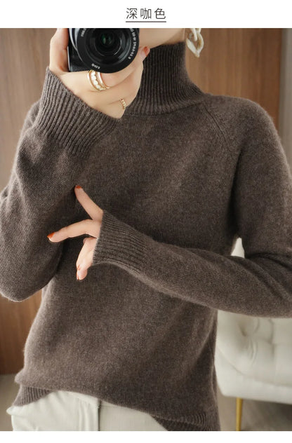 addonee Maglione da donna in maglia a collo alto parziale