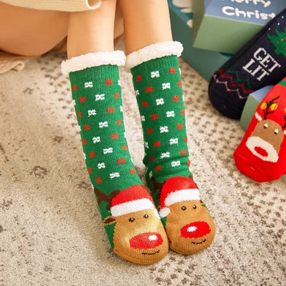 Weihnachten Plüschsocken Damen Winter Thermosocken Warme Bodensocken Weiche weibliche Haussocken Indoor Geschenke Rutschfeste Griffsocken Flauschig