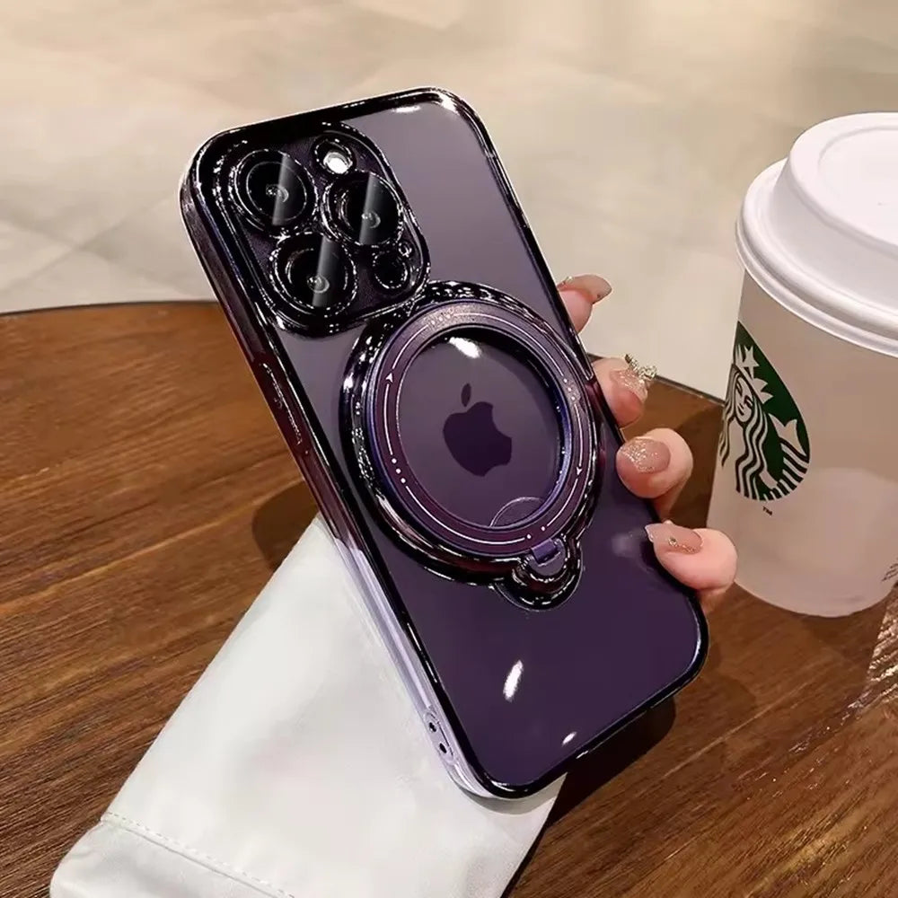 Clear Magnetic iPhone Case with Ring Stand