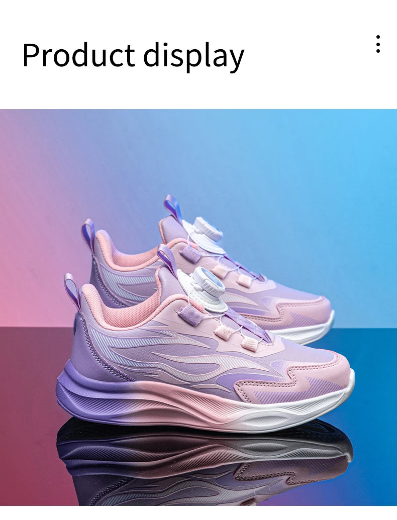 Girls' Buckle-Strap PU Sneakers