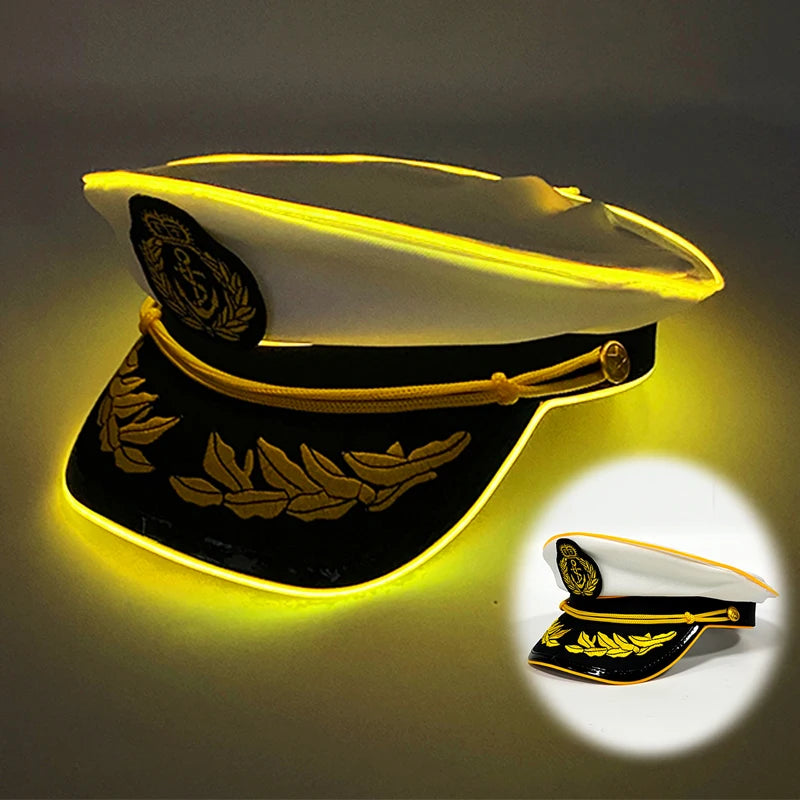 LED Light-Up Pirate Captain Hat - Glowing Tricorn Costume Hat for Halloween & Parties