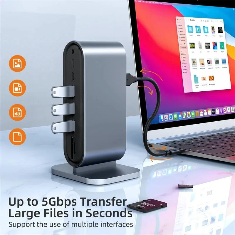 HUB USB C 3.0 Type C Splitter Multi 4K HDMI Monitor RJ45 Ethernet PD Power Adapter Docking Station  Laptop Splitter For Macbook
