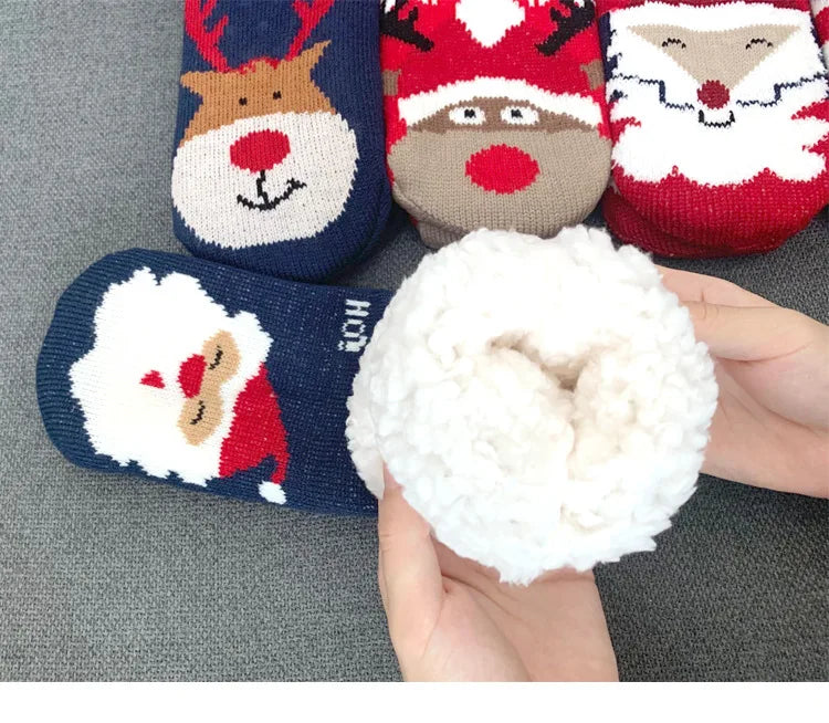 Christmas Fuzzy Socks Womens Winter Thermal Warm Floor Sock Soft Female Home Indoor Gifts Non Slip Grip Slipper Sock Fluffy