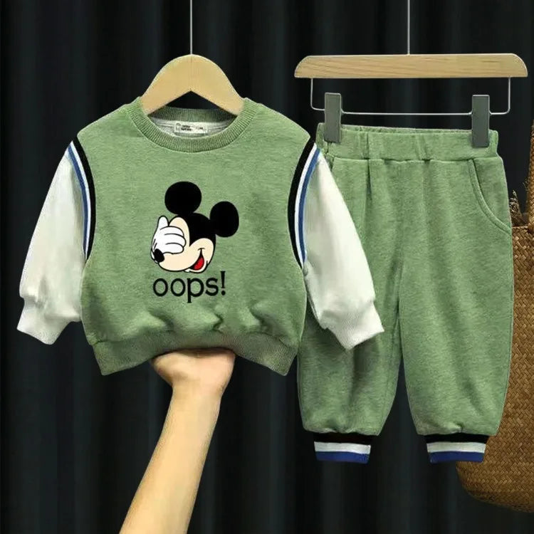 Boys' Spliced Cartoon Tracksuit - Long Sleeve Sweatshirt & Pants Set, 9M-6Y