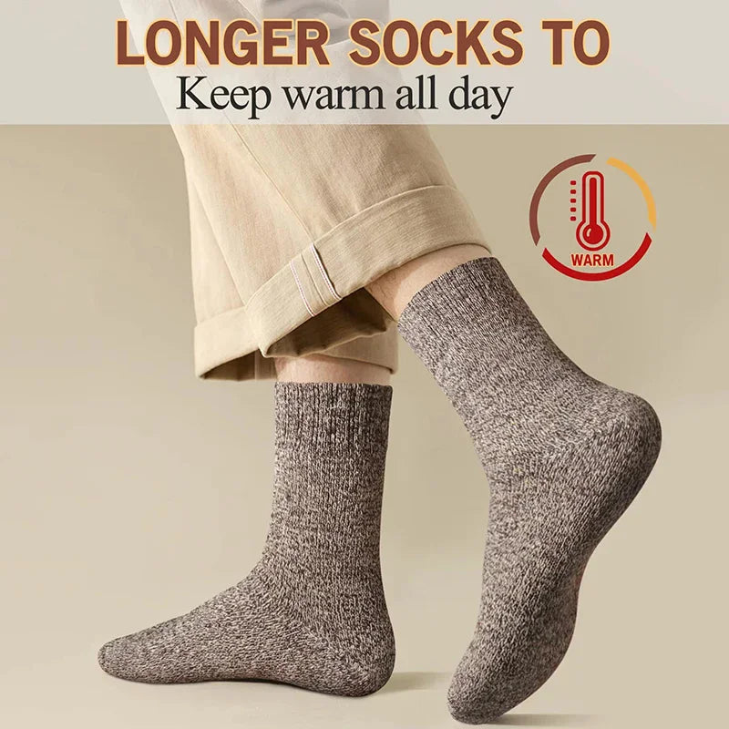 Men's Thick Winter Socks – Warm Terry-Lined Crew Socks, 3 or 5 Pairs