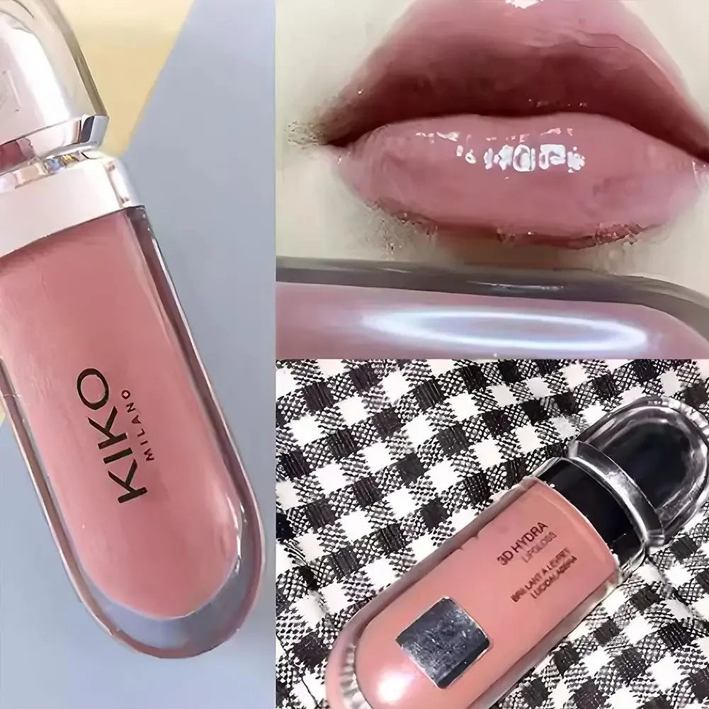 Original Kiko 3D Mirror Lip Glaze Waterproof Non Fading and Non Stick Cup Gentle Bean Paste Color Fine Shiny Point Charm Red