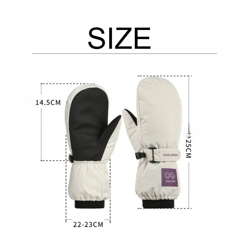 Kids' 5-Finger Ski Gloves with Hook-and-Loop Strap – Ages 6–12