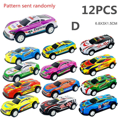 12 coches de carreras de aleación con mecanismo de retroceso – Set de coches de metal fundido a escala 1:64 para niños