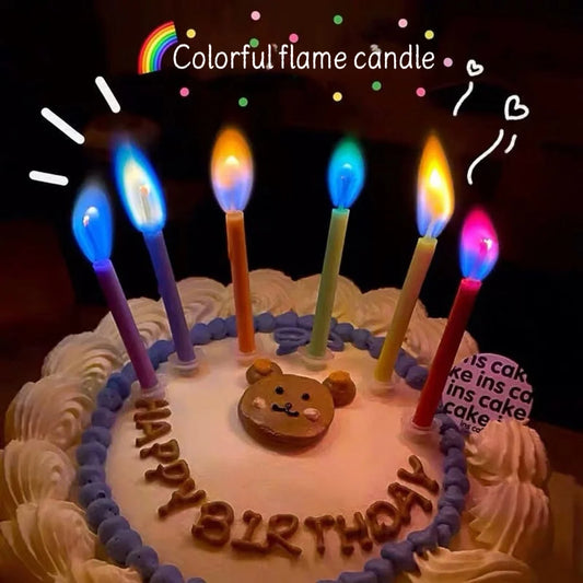 Colorful Flame Candles, Birthday Party Supplies, Wedding Candles, Safety Flames, Dessert Cake Candle Decorations, 6/12/18 Pieces