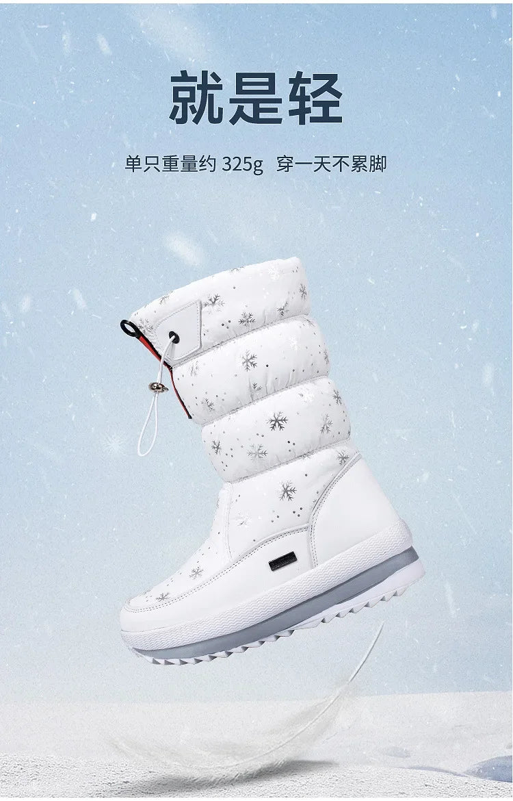 Women's Platform Snow Boots – Plush-Lined Mid-Calf Winter Boots with Side Zip