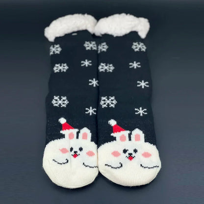 Weihnachten Plüschsocken Damen Winter Thermosocken Warme Bodensocken Weiche weibliche Haussocken Indoor Geschenke Rutschfeste Griffsocken Flauschig