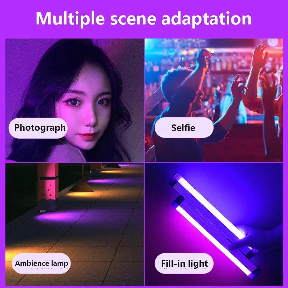 أنبوب إضاءة LED بنظام RGB - عصا إضاءة يدوية قابلة لإعادة الشحن، 17 أو 32 سم