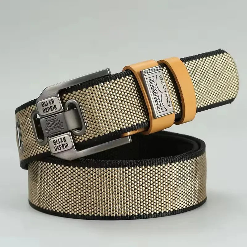 Men's Retro Canvas Belt – Pin Buckle Casual Belt, 120 cm
