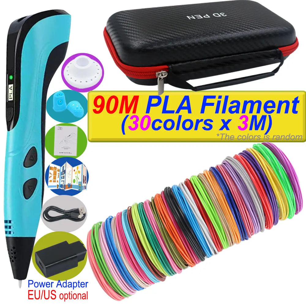 Penna 3D per bambini – Display LCD, velocità regolabile e kit con filamento PLA e custodia